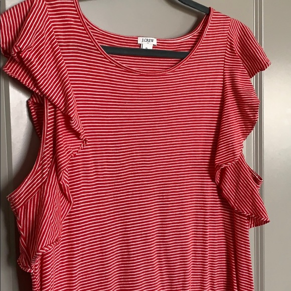 J. Crew Dresses & Skirts - Jcrew T-shirt red/white ruffle dress J. Crew Dresses & Skirts - Jcrew T-shirt red/white ruffle dress